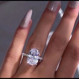 NEW White Gold OVER 925 5ct Oval CZ Diamond  Ring